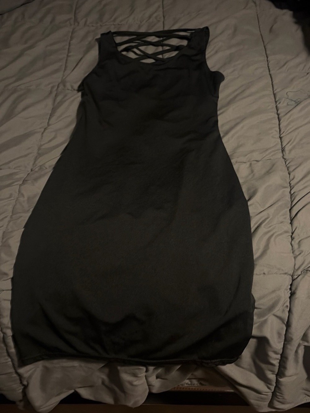 Black Sleeveless Crisscross Back Bodycon Dress